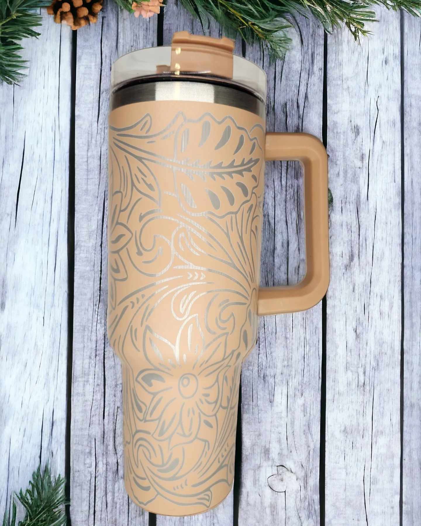 40oz Tumbler - Leather Tooling Wrap