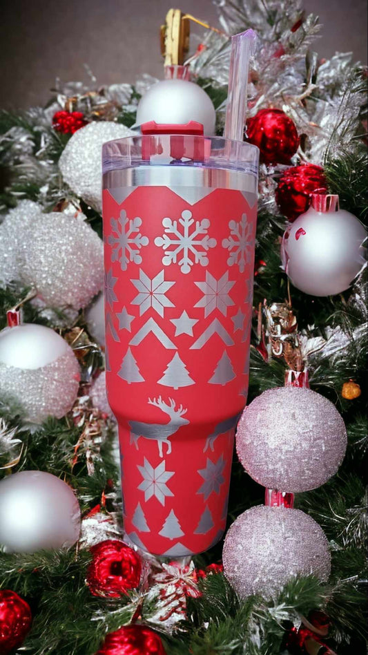 40oz Tumbler - XMAS Wrapping Paper Design 2