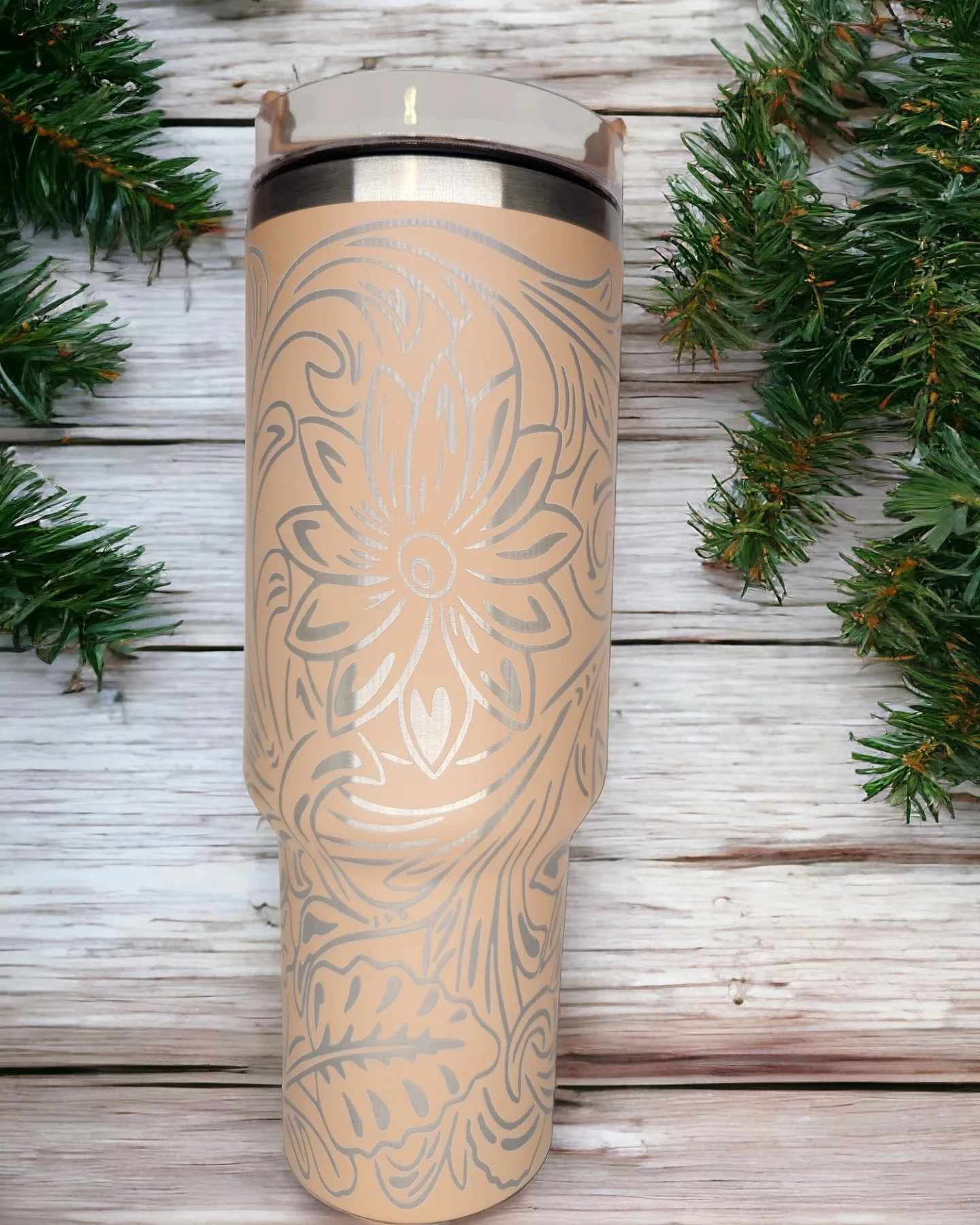 40oz Tumbler - Leather Tooling Wrap