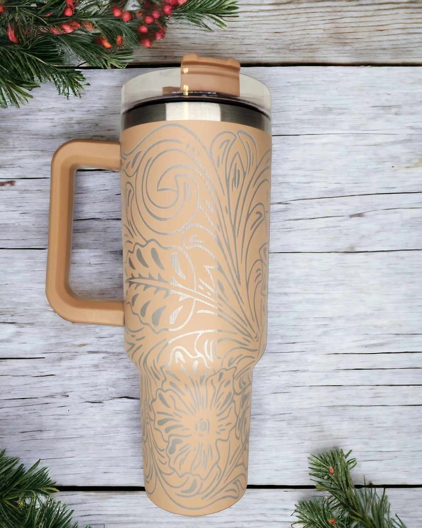 40oz Tumbler - Leather Tooling Wrap