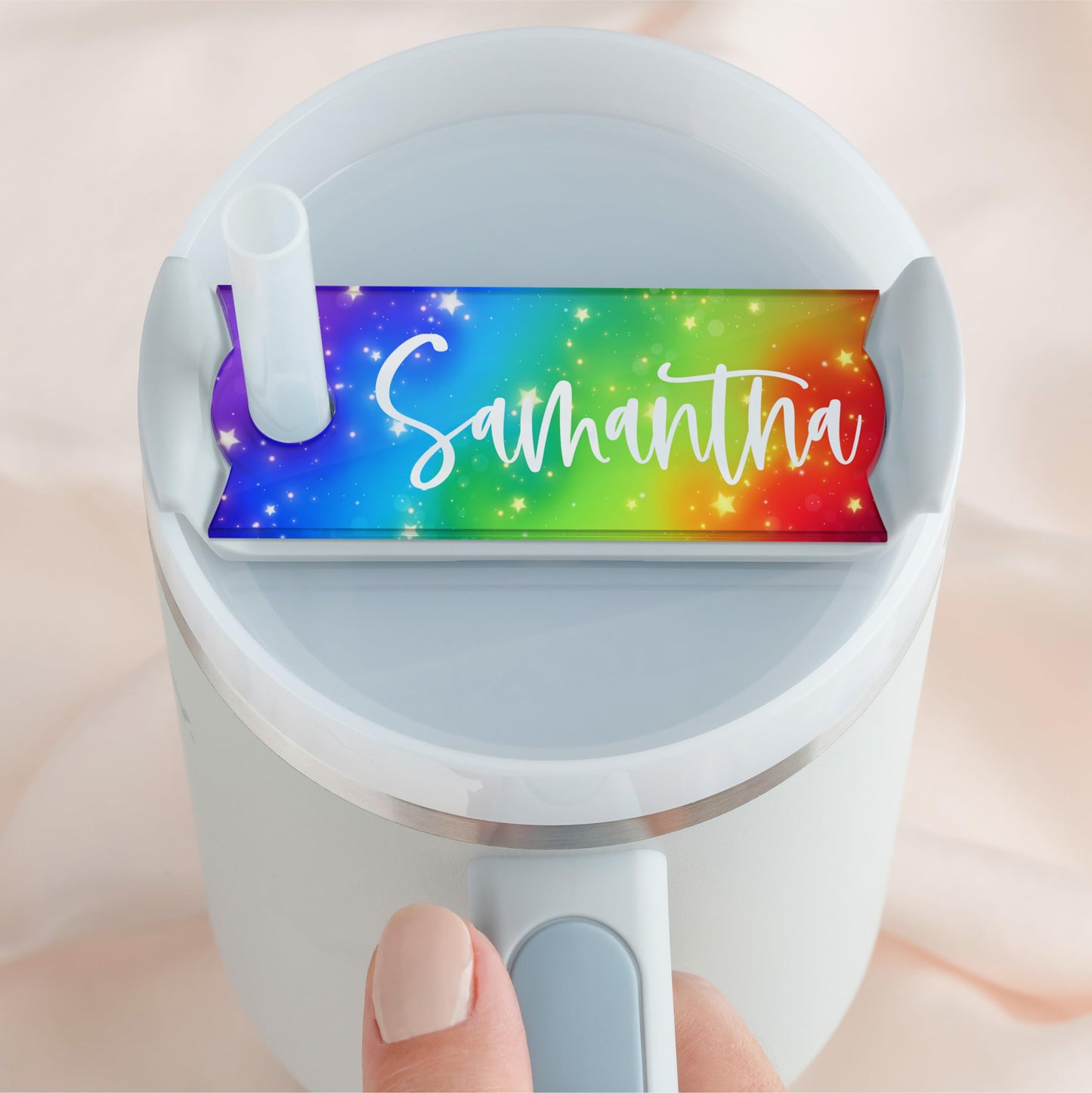 Personalized Stanley Tumbler Name Plates - Colorful - Custom Name Tag for 20 30 40 Oz Tumblers, Tumbler Lid Topper - Ideal Stanley Cup ID Accessories