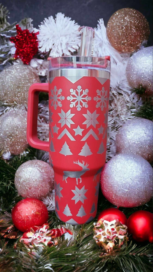 40oz Tumbler - XMAS Wrapping Paper Design 2