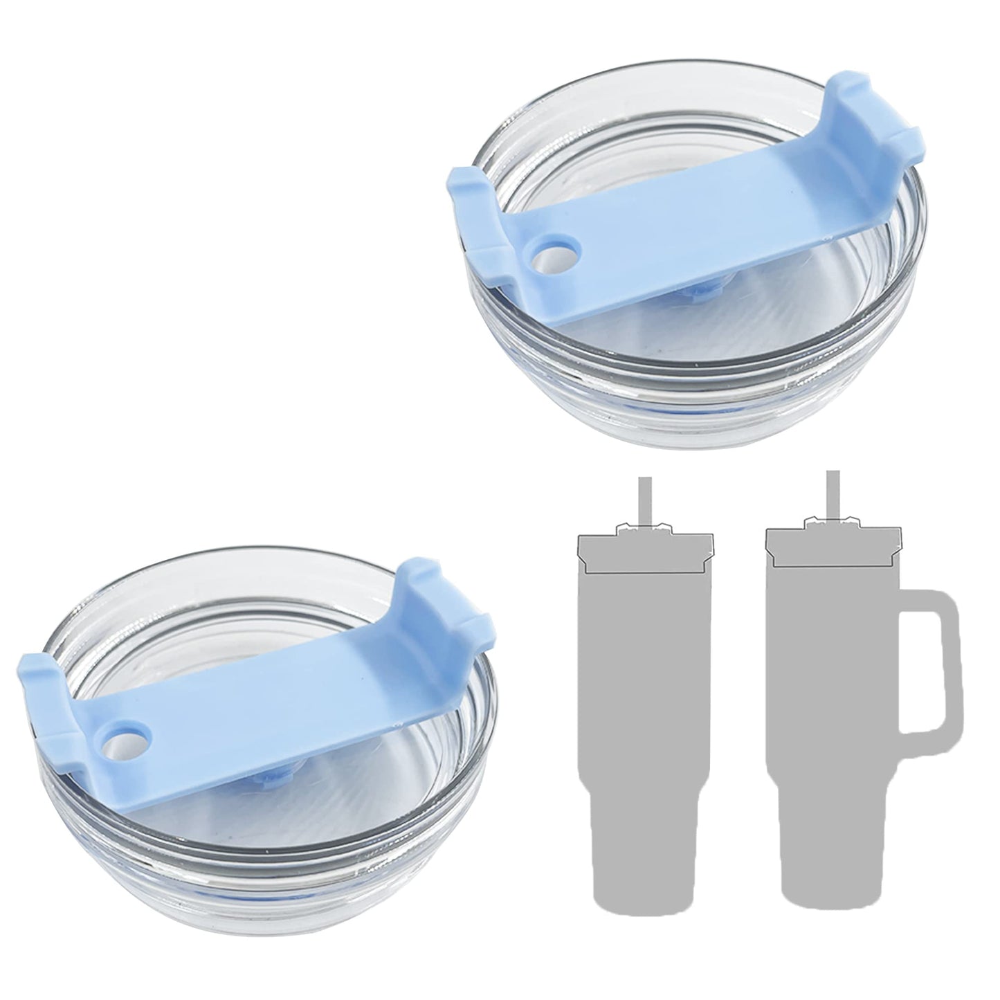 2 Pack 40 OZ Tumbler Lid Compatible for Stanley Quencher, Spill Proof Splash Resistant Stainless Steel Tumbler Covers Fit for Stanley and More Coffee (Light Blue, 40oz-1.0)