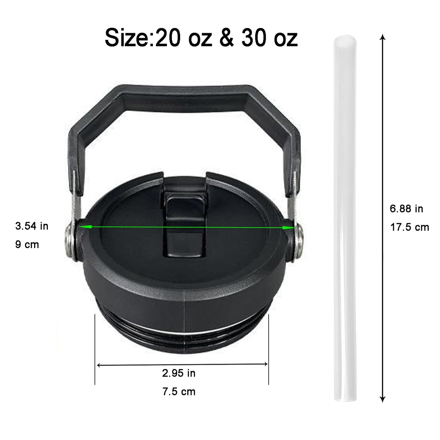 2 pack Tumbler Lid for Stanley IceFlow 20oz 30oz Spill Proof Tumbler Cover with Handle & Straw(30oz,Gray)