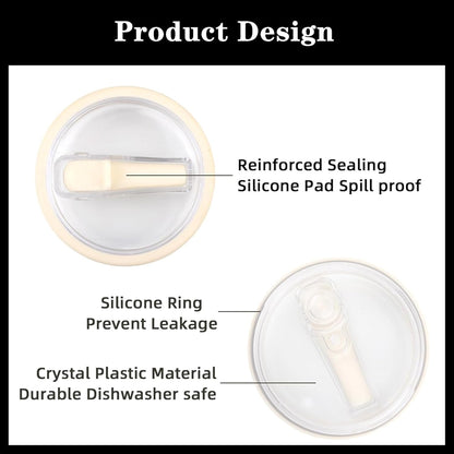 2 Pack 40 oz Tumbler Flip Straw Lid Replacement fit for HydroJug(Only), Spill Proof Splash Resistant Tumbler Lids,Reusable Leak Proof Tumbler Cover for Cup Accessories (Cream)