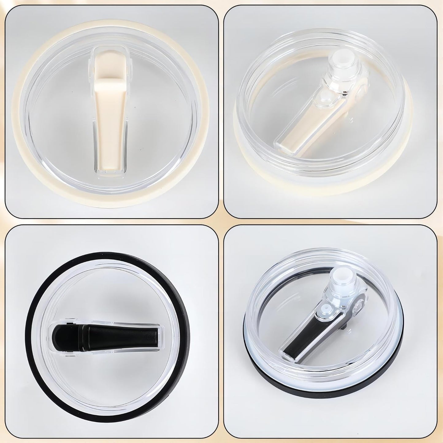 2 Pack 40 oz Tumbler Flip Straw Lid Replacement fit for HydroJug(Only), Spill Proof Splash Resistant Tumbler Lids,Reusable Leak Proof Tumbler Cover for Cup Accessories (Cream)