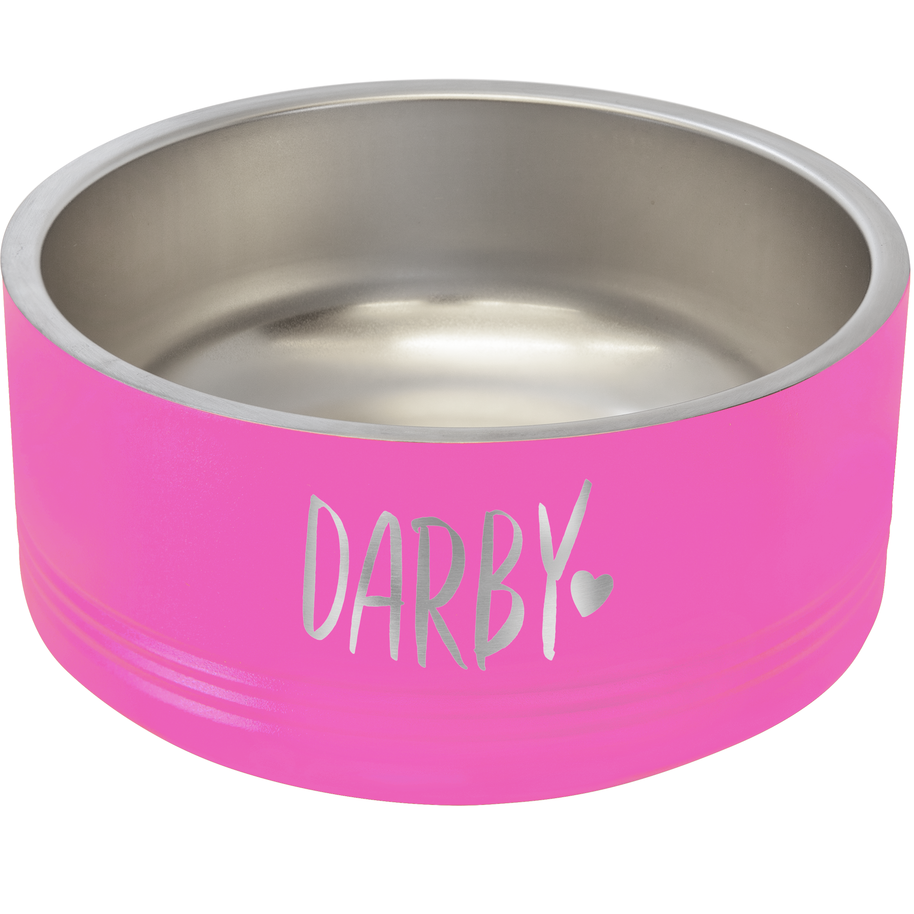 a pink dog bowl with the word dark on it