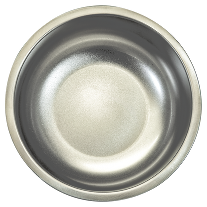 a silver bowl with a white background