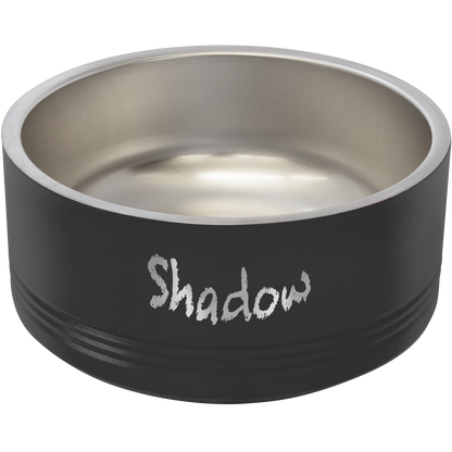 a black bowl with the word shadow written on it