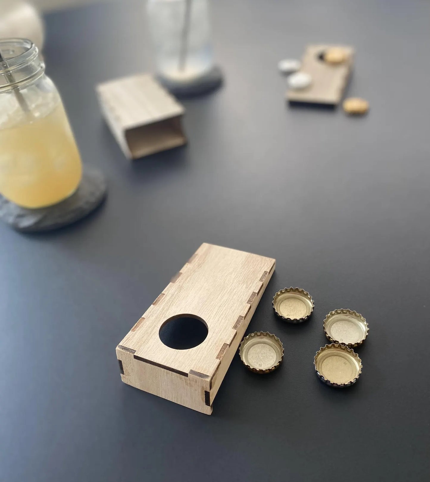 Mini Cornhole Bottle Cap Game Set – Laser-Cut Wooden