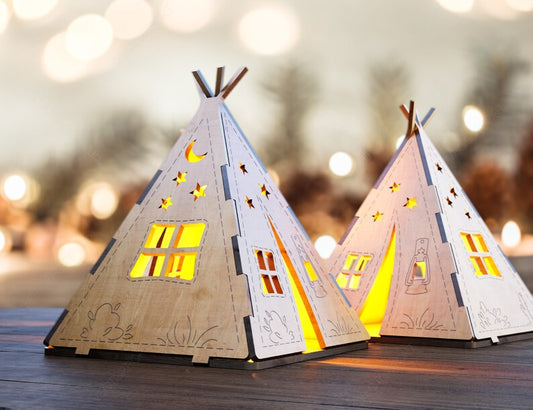 Camp Tent - Wooden Tealight Lantern