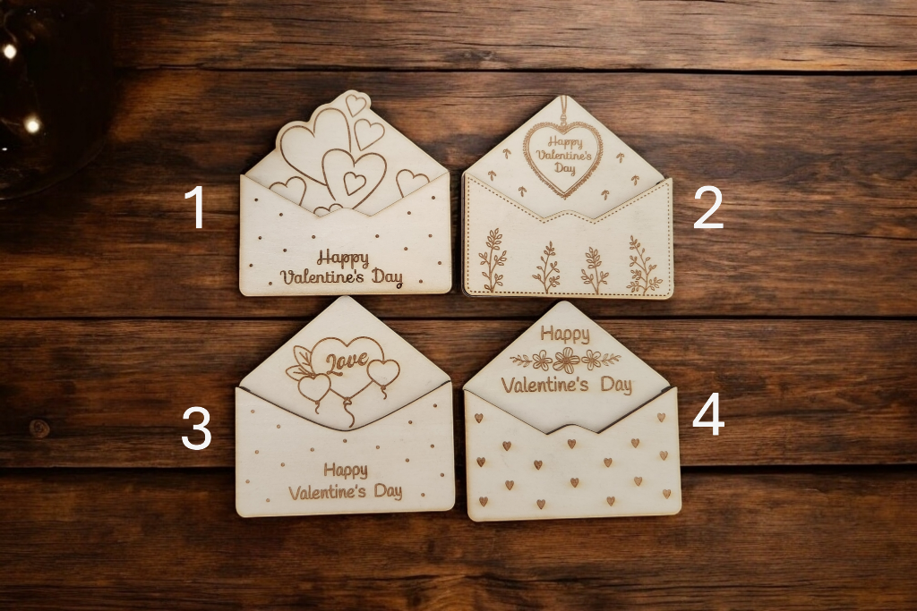 Laser-Cut Wooden Slang Kids Valentine's Cards